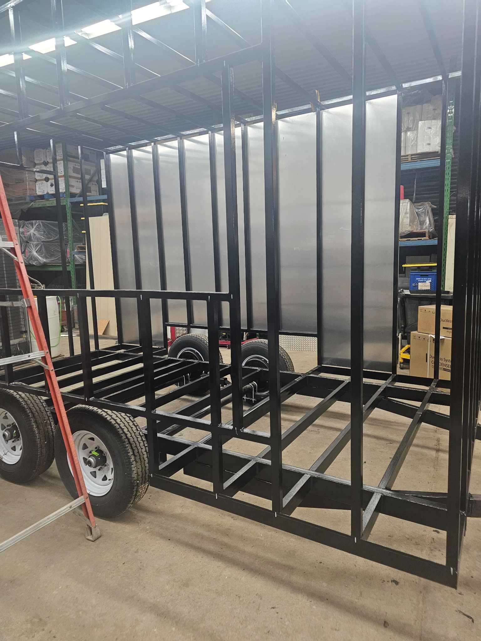 The first steel frame of the trailer