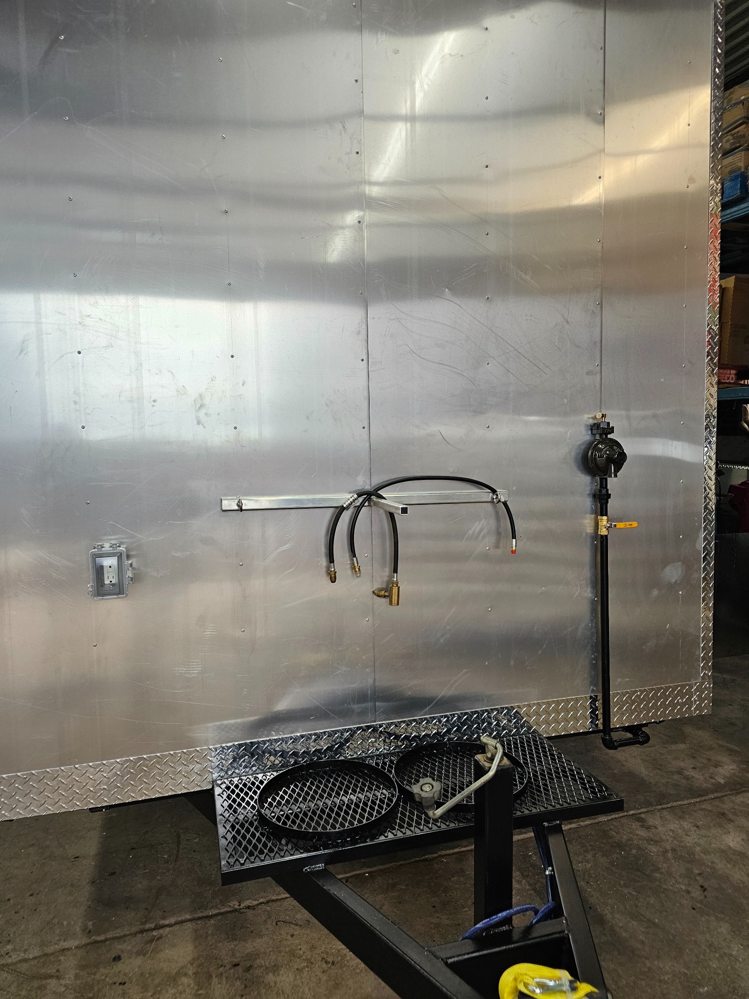 Inside wall fittings and a stainless work surface